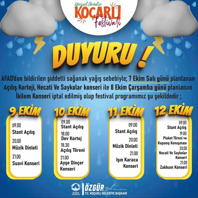 Koçarlı’da festival tarihi ertelendi
