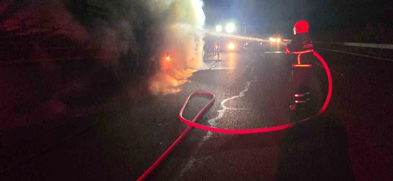 Şanlıurfa’da salça yüklü tır alev alev yandı
