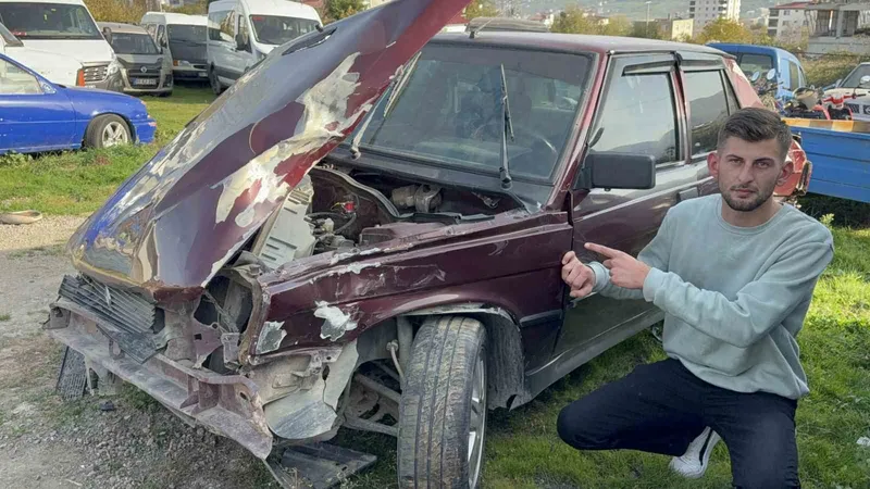 Kamyonun çarpıp kaçtığı kazada genç sürücü yaralandı: Kaza anı güvenlik kamerasında
