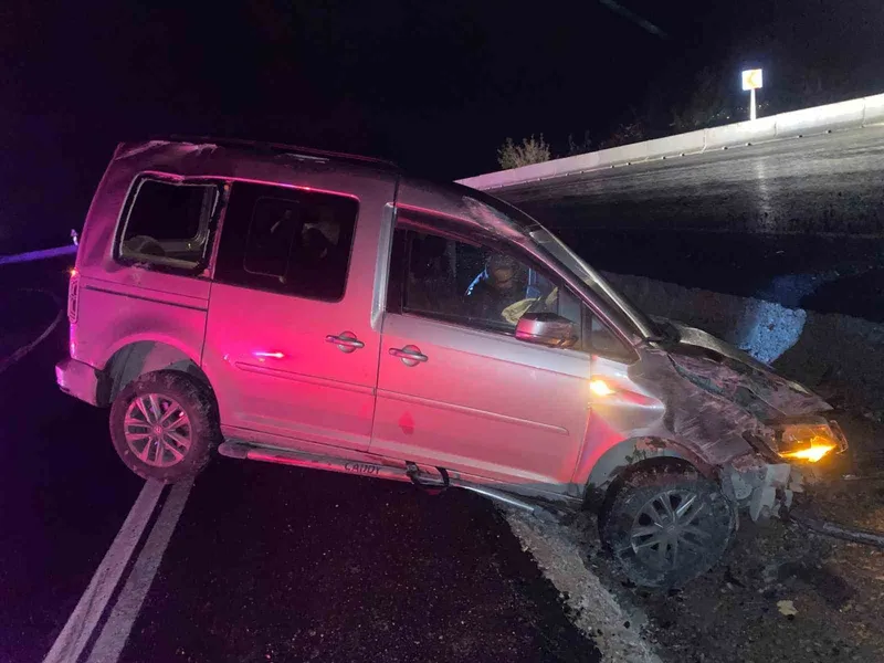 Kontrolden çıkan araç trafik levhalarına çarptı: 2 yaralı
