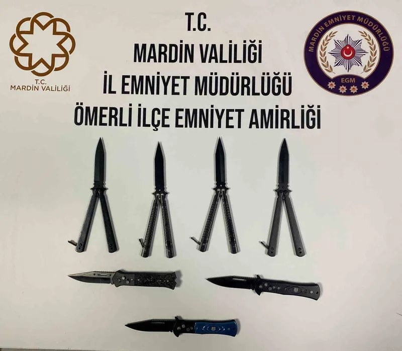 Mardin’de seyyar satıcıda kelebek ve sustalı bıçak yakalandı
