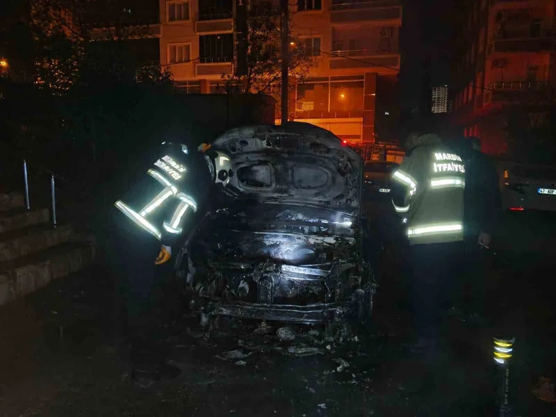 Mardin’de park halindeki otomobilde çıkan yangın söndürüldü
