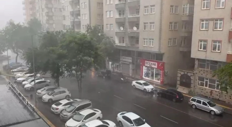 Diyarbakır’da sağanak etkili oldu, lüks otomobil devrilen ağacın altında kaldı
