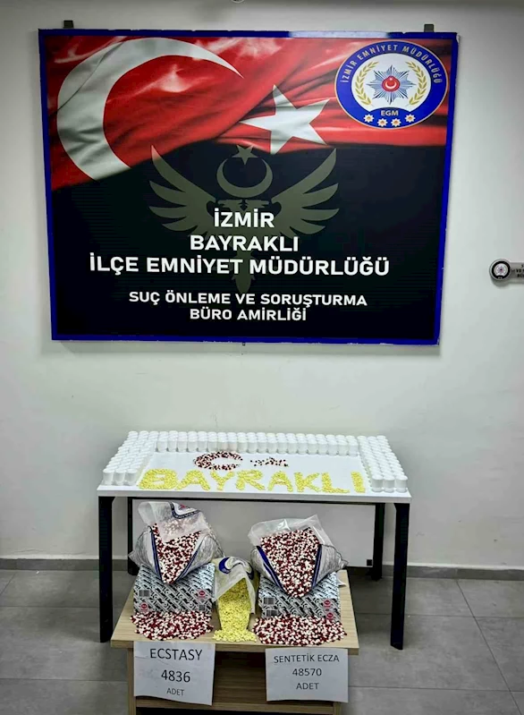 Bayraklı’da binlerce uyuşturucu hap ele geçirildi
