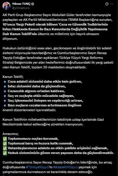 Bakan Tunç: 