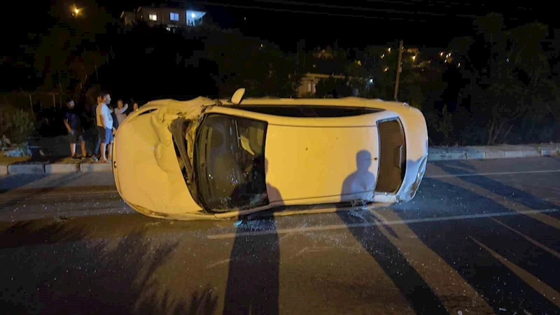 Takla atan araçtan burnu bile kanamadan çıktı
