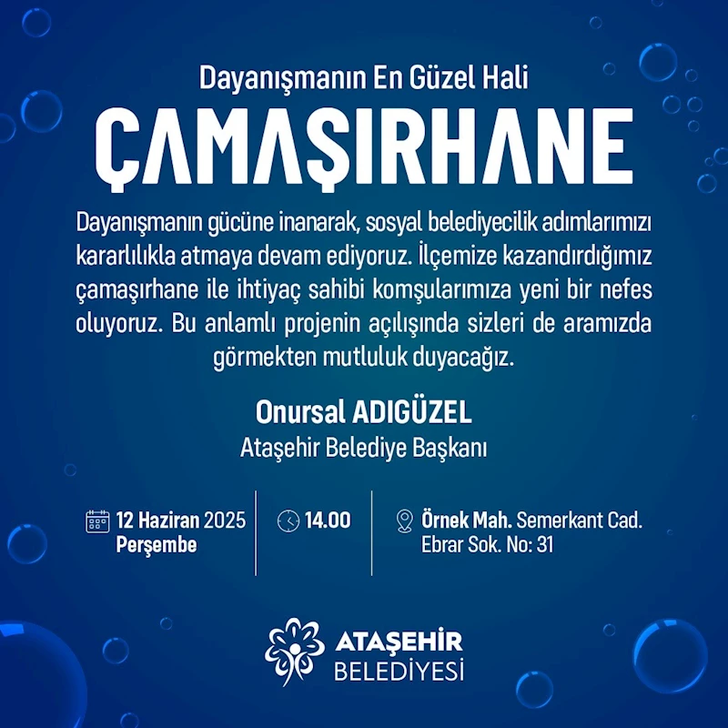 Ataşehir Belediyesi’nden ücretsiz çamaşırhane hizmeti
