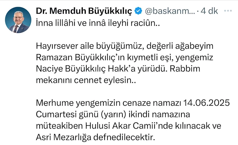 Büyükkılıç ailesinin acı günü
