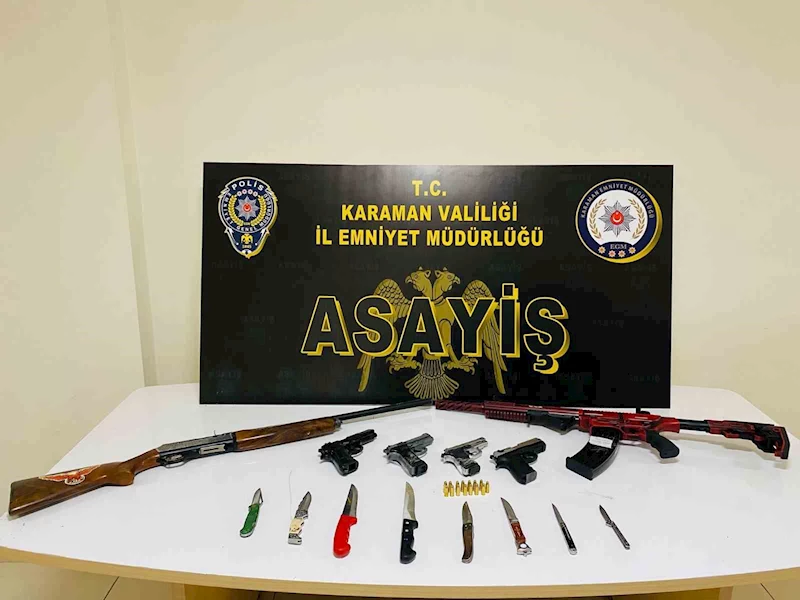 Karaman’da ruhsatsız silahlar ile uyuşturucu ele geçirildi
