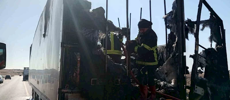 Siverek’te alev alan gıda yüklü tır, tamamen yandı
