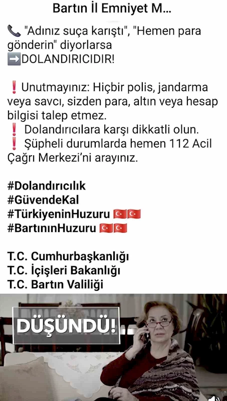 Bartın’da dolandırıcılara karşı kısa filmle mücadele
