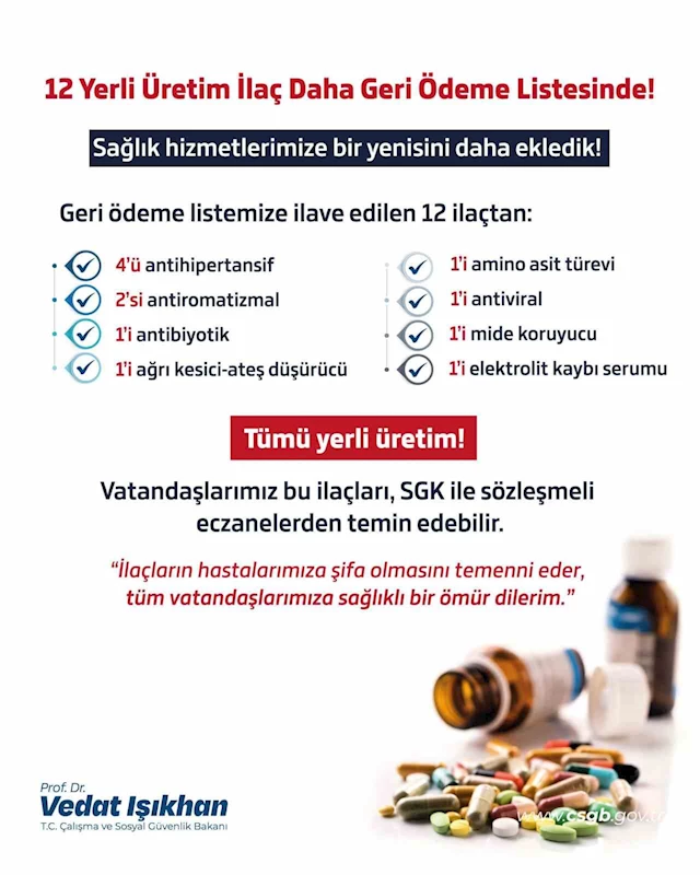 Bakan Işıkhan, 12 ilacın geri ödeme listesine alındığını duyurdu
