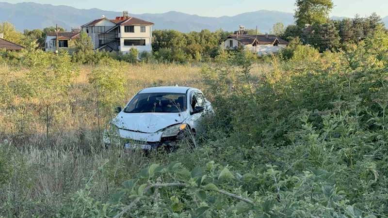 Büyükbaş hayvana çarpmamak için manevra yapınca aracı şarampole uçtu: 1 yaralı
