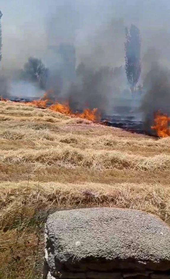 Beyşehir’de korkutan anız yangını, evlere sıçramadan söndürüldü
