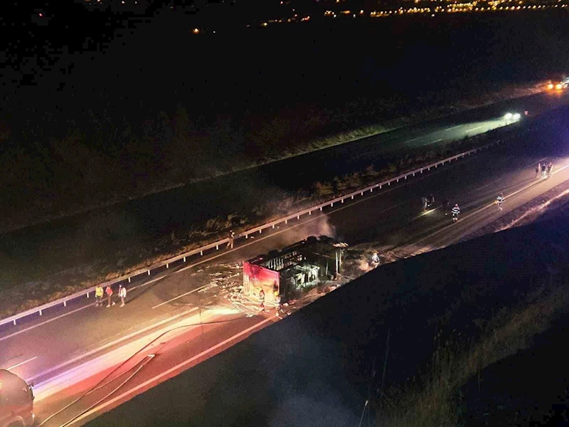 Balıkesir’de otoyolda tır yandı, yangın ormanlık alana sıçradı
