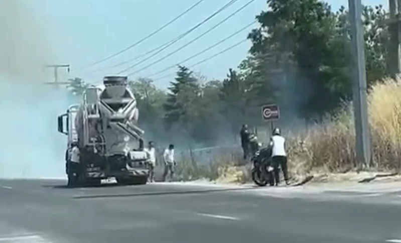 Bolu’da yol kenarına atılan sigara izmariti, kuru otları yaktı
