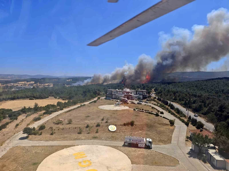 Çanakkale’de tarım arazisinde başlayan yangın ormanlık alana sıçradı
