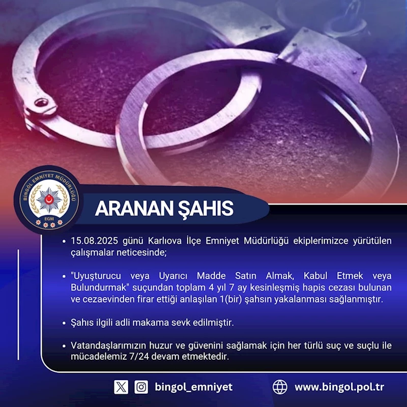 Bingöl’de aranan firari yakalandı
