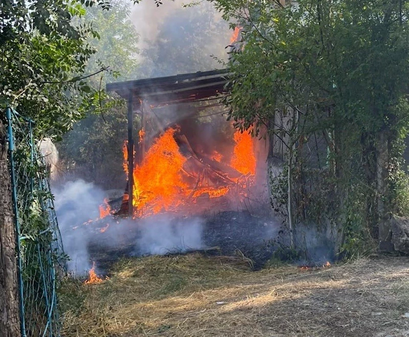 Zonguldak’ta evin önce bahçesinde, sonra çatısında çıkan yangın korkuttu

