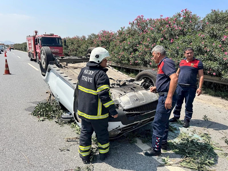 Takla atan otomobilin sürücüsü yaralandı
