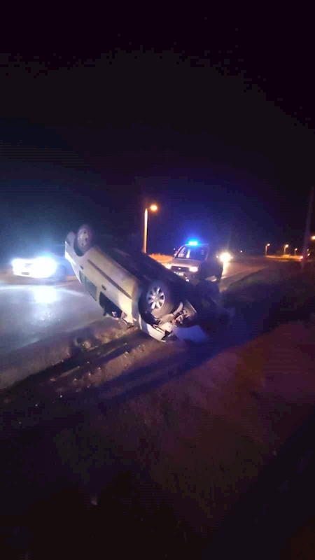 Yol çalışmasını fark edemeyen sürücü takla attı: 1 yaralı
