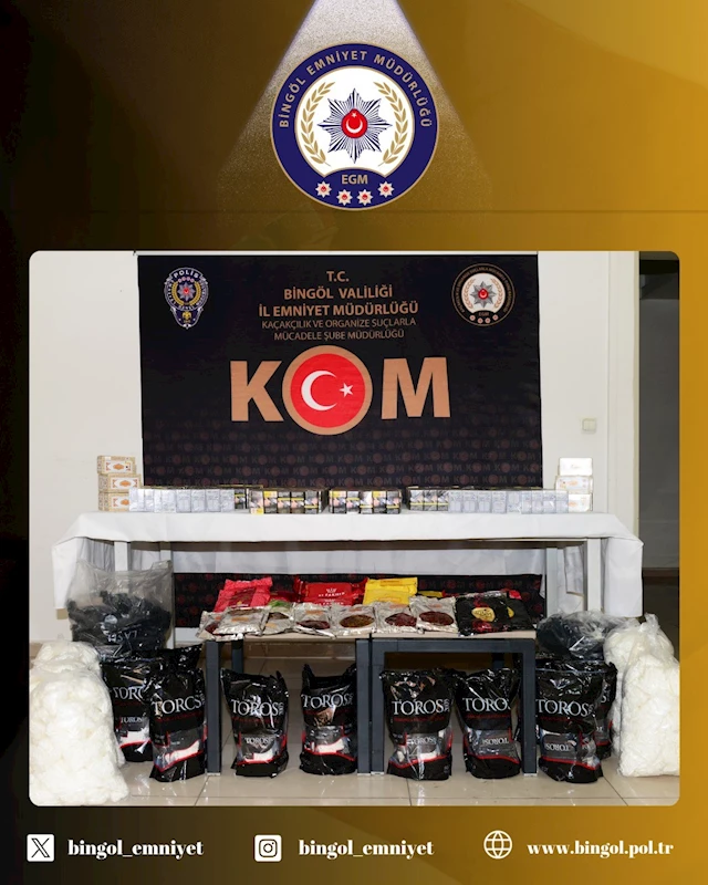 Bingöl’de gümrük kaçağı tütün ve mamülleri ele geçirildi
