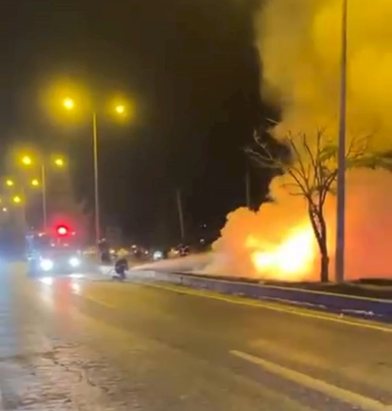 Diyarbakır’da alevlere teslim olan otomobilin sürücüsü yaralandı
