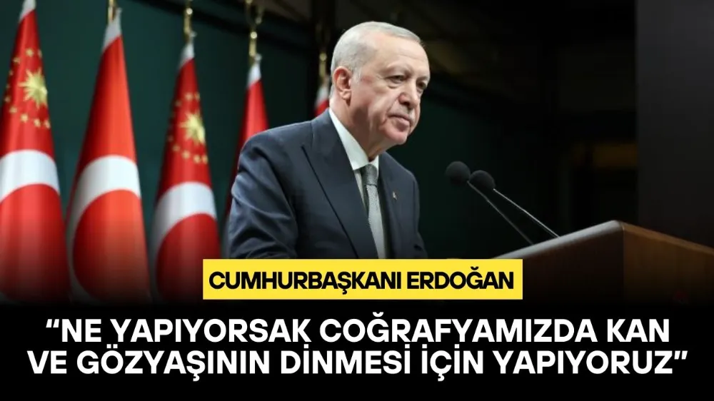 Cumhurbaşkanı Erdoğan: Ne yapıyorsak coğrafyamızda kan ve gözyaşının dinmesi için yapıyoruz