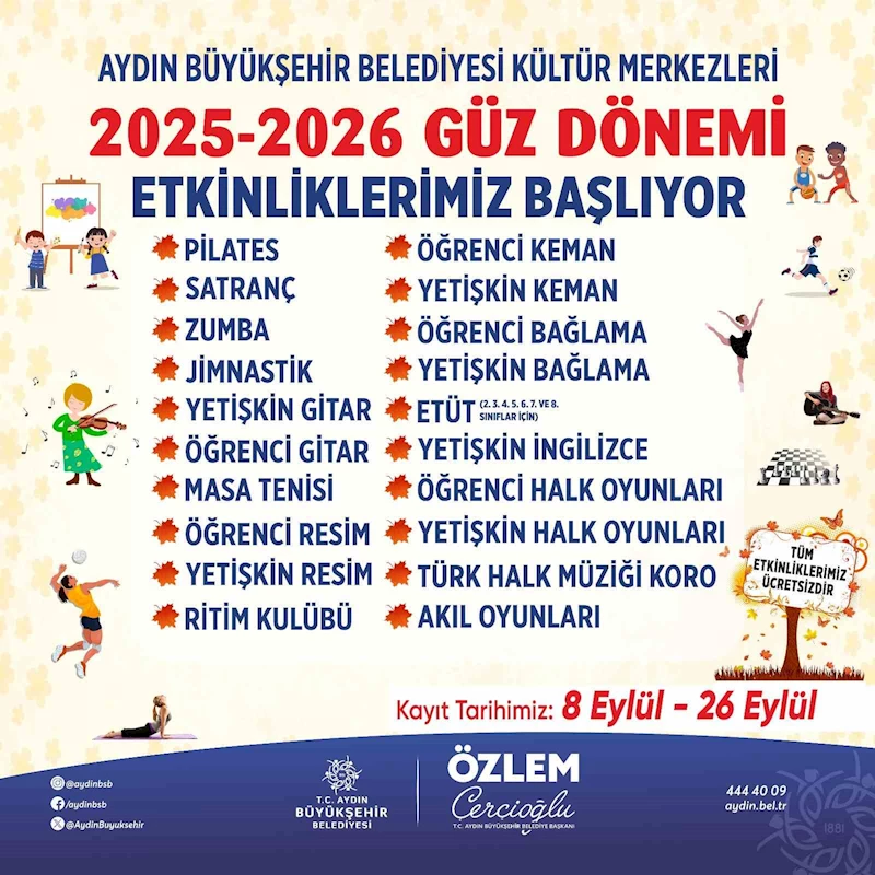 Büyükşehir’de Güz Dönemi Etkinlikleri kayıtları başladı

