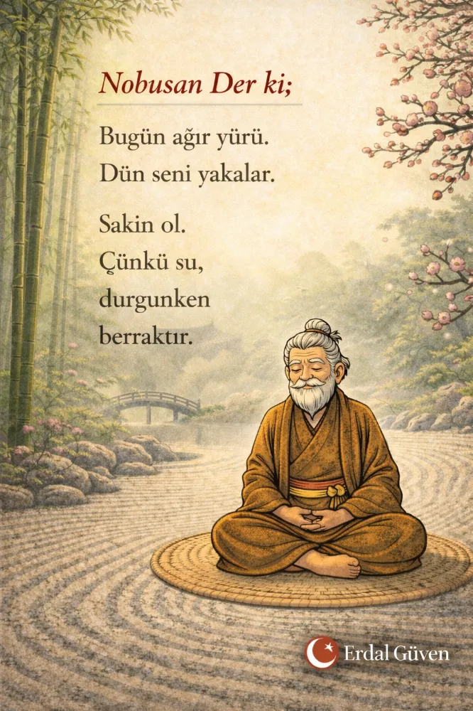 Bugün ağır yürü. Dün seni yakalar. Sakin ol. Çünkü su, durgunken berraktır.