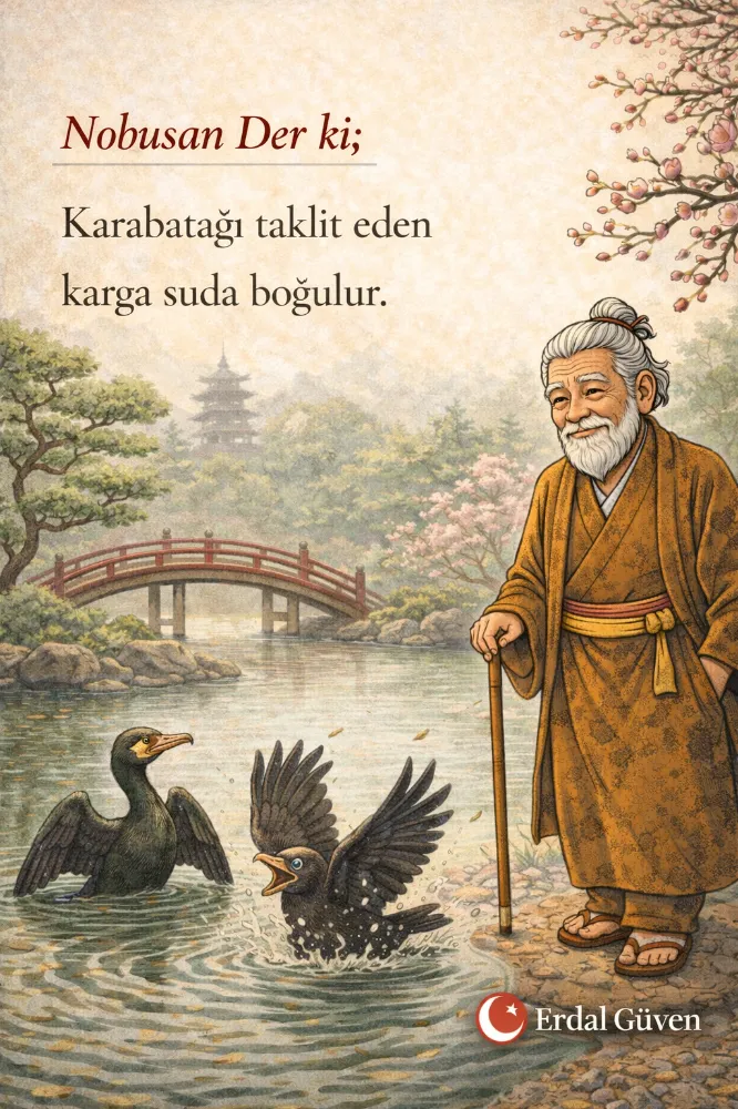 Karabatağı taklit eden karga suda boğulur